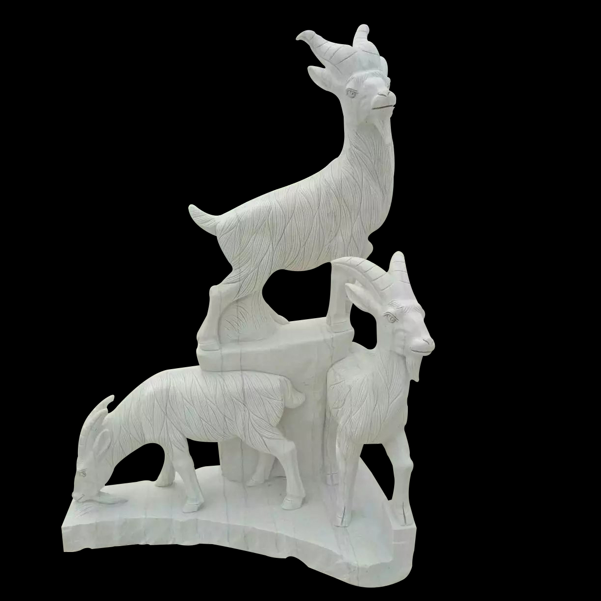 三羊開泰石雕，漢白玉三羊開泰雕塑 (2)