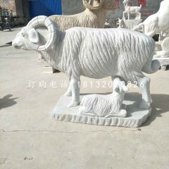 羊羔跪乳石雕，漢白玉動物雕塑
