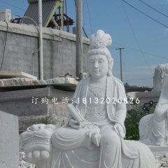 文殊菩薩石雕，漢白玉佛像