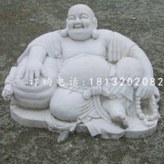 漢白玉彌勒佛雕塑坐式佛像石雕