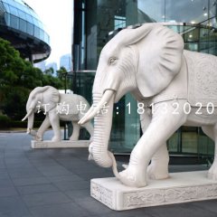 石雕如意大象 漢白玉門口大象雕塑