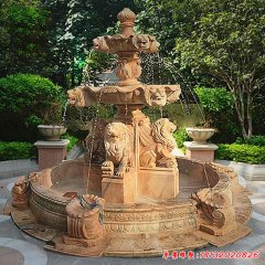 公園獅子噴泉石雕