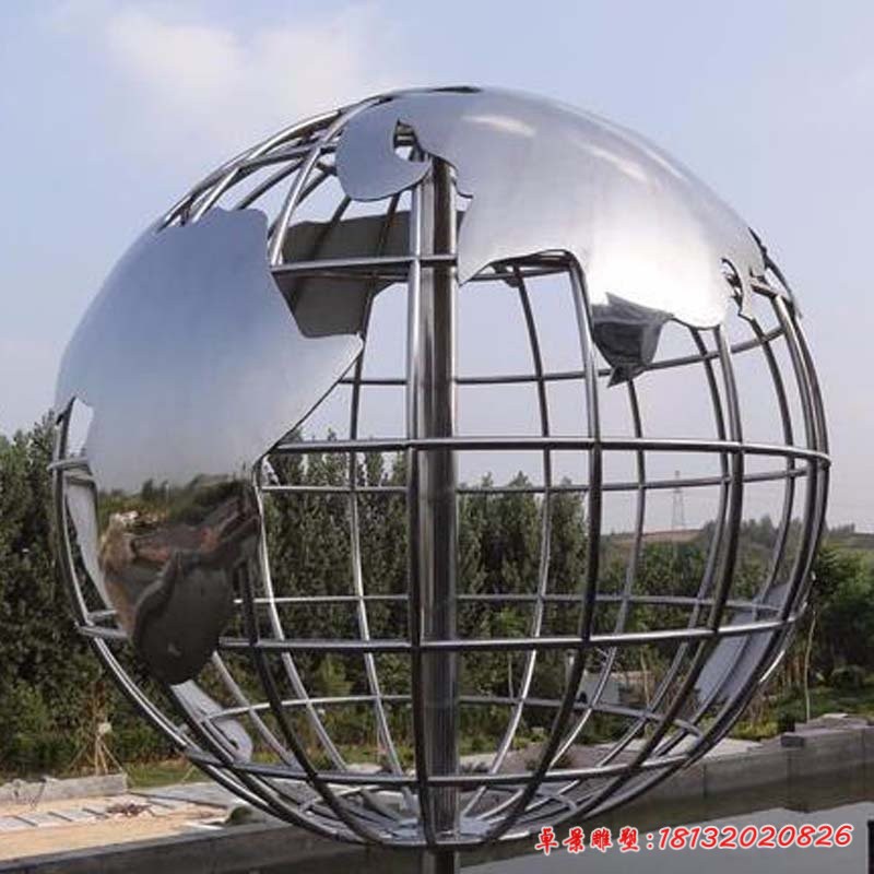 大型不銹鋼校園地球儀雕塑